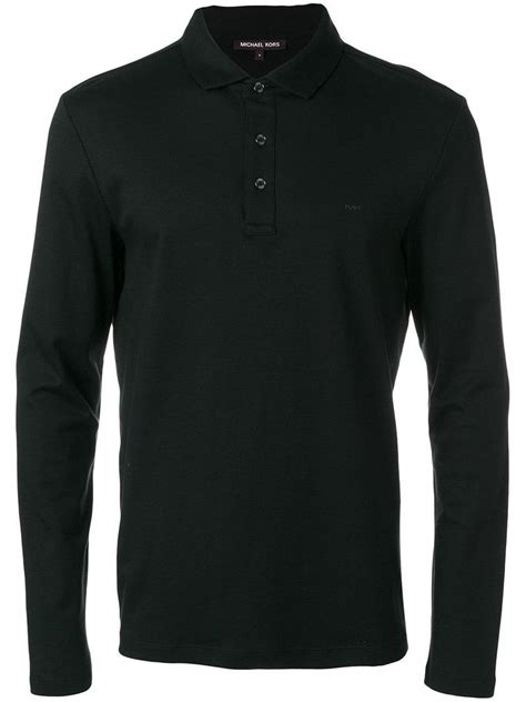 michael kors long sleeve black rocker shirt|Michael Kors black polo shirt.